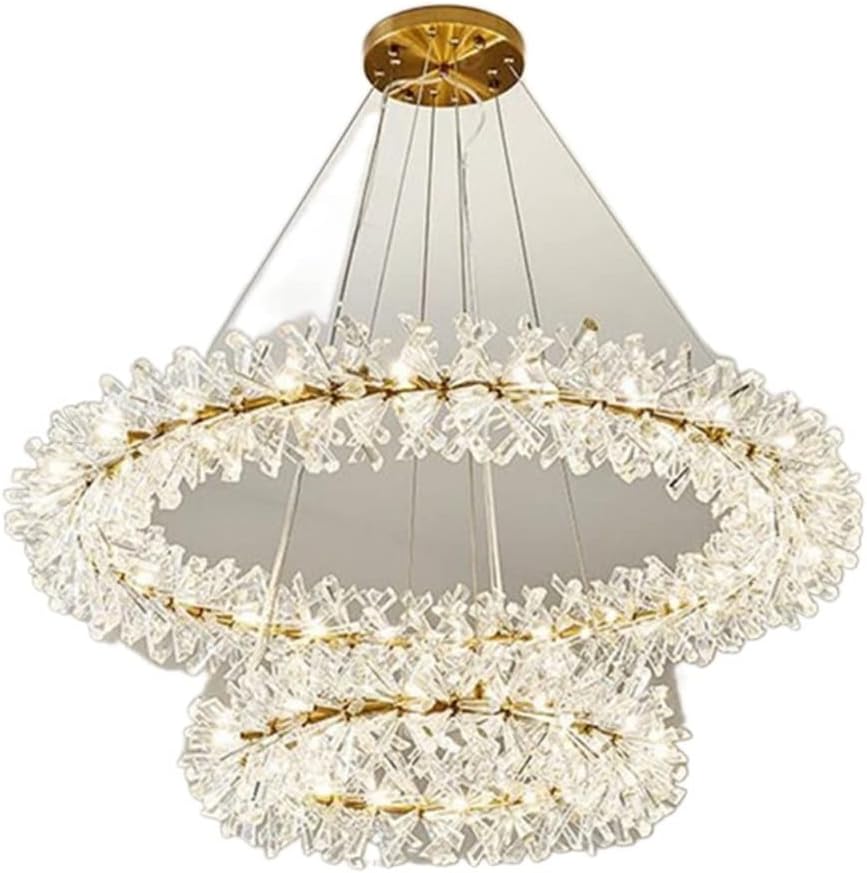 Chandelier Modern Crystal Chandelier Flower Crystal Hanging Chandelier Firefly Crystal Chandelier, Suitable for Living Room Dining Room Bedroom Decoration L/Cold White/D100Cm 80Cm 60Cm