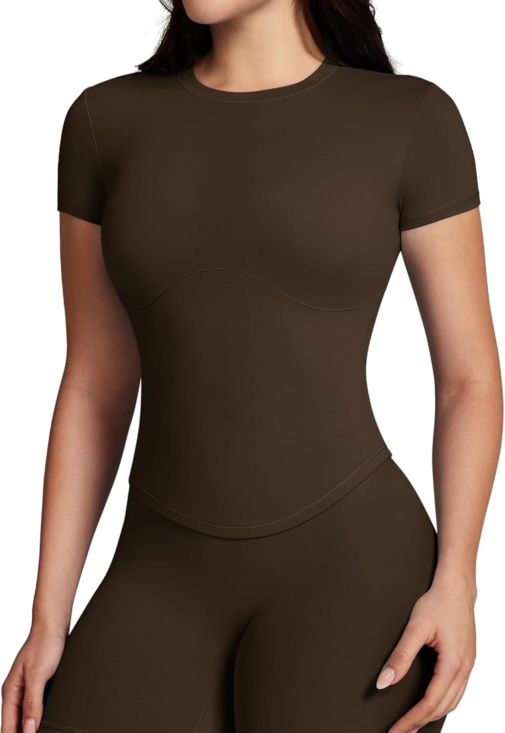 Queenie Ke Bareluxe Short Sleeve Workout Crop Tops for Women, Buttery Soft Moisture Wicking Cropped Fitted Gym Shirts