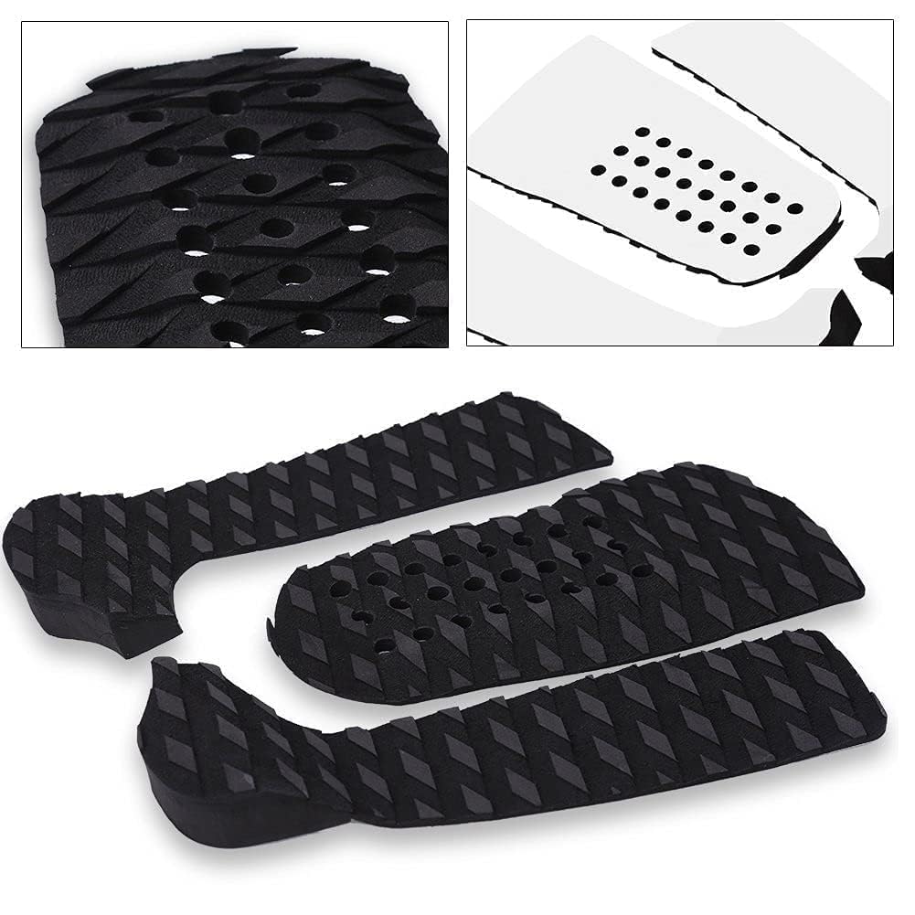 Vbest life 3Pcs Surfboard Traction Pad Antiscivolo Traction Pad Tailpad Deck Grip per Tavole da Surf Skimboard(Nero)
