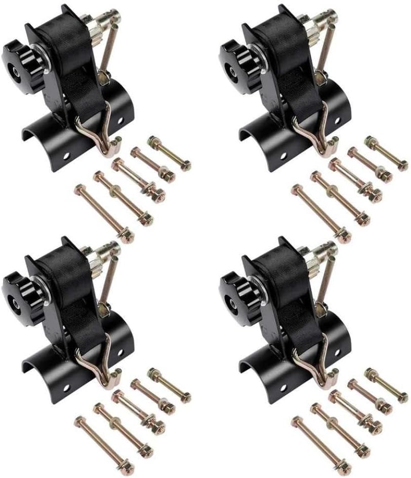 Ladder Rack Ratchet Straps Set of 4 with J Hook 2 Inch Black Round Tube Mount 1 5 Inch Wide X 7 5 Inch Long Black Compatible with