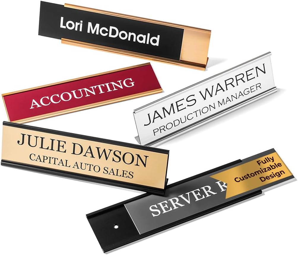 Providence Engraving Personalized Desk Name Plates - Custom Office Wall Name Plates - with Holder - 2X8