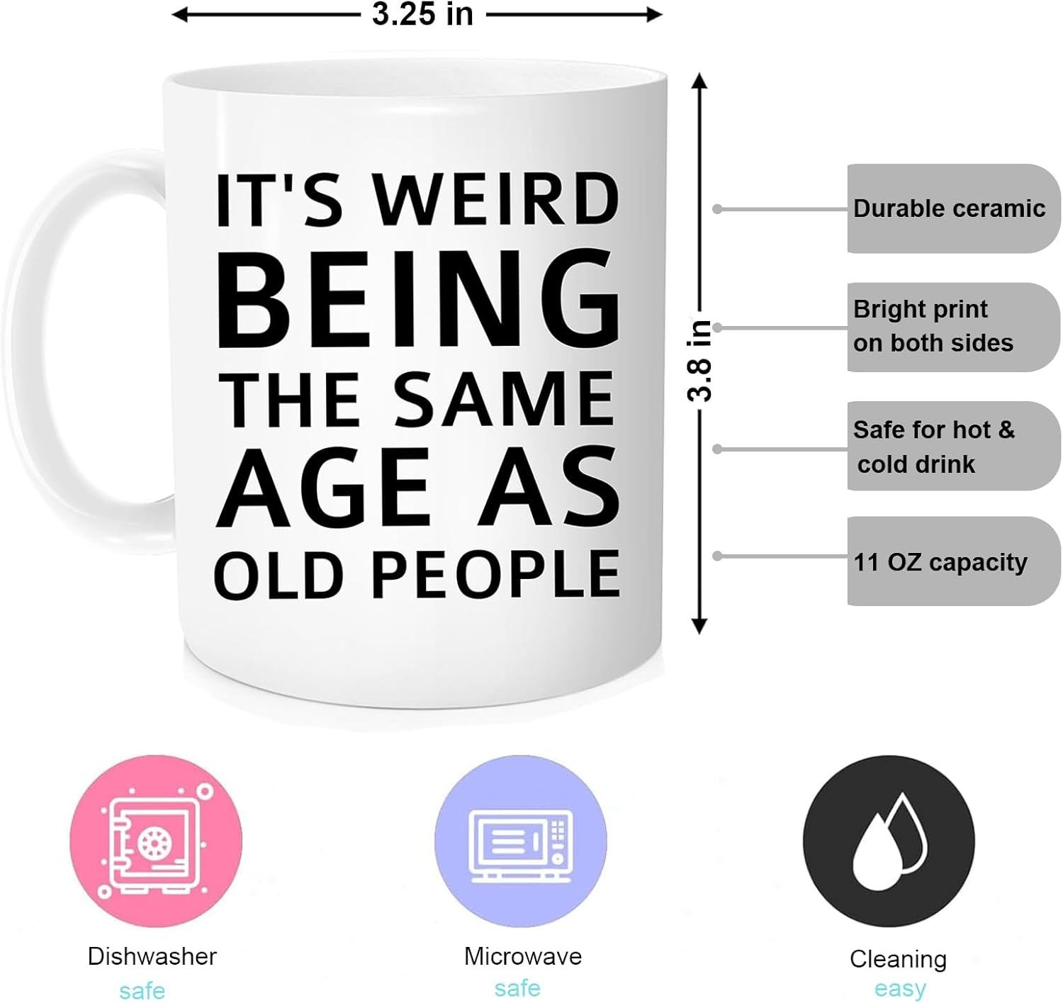 Waldeal It's Weird Being The Same Age As Old People Mug, Fun Unique Birthday Gift Ideas for 40th 50th 60th 70th - Image 6