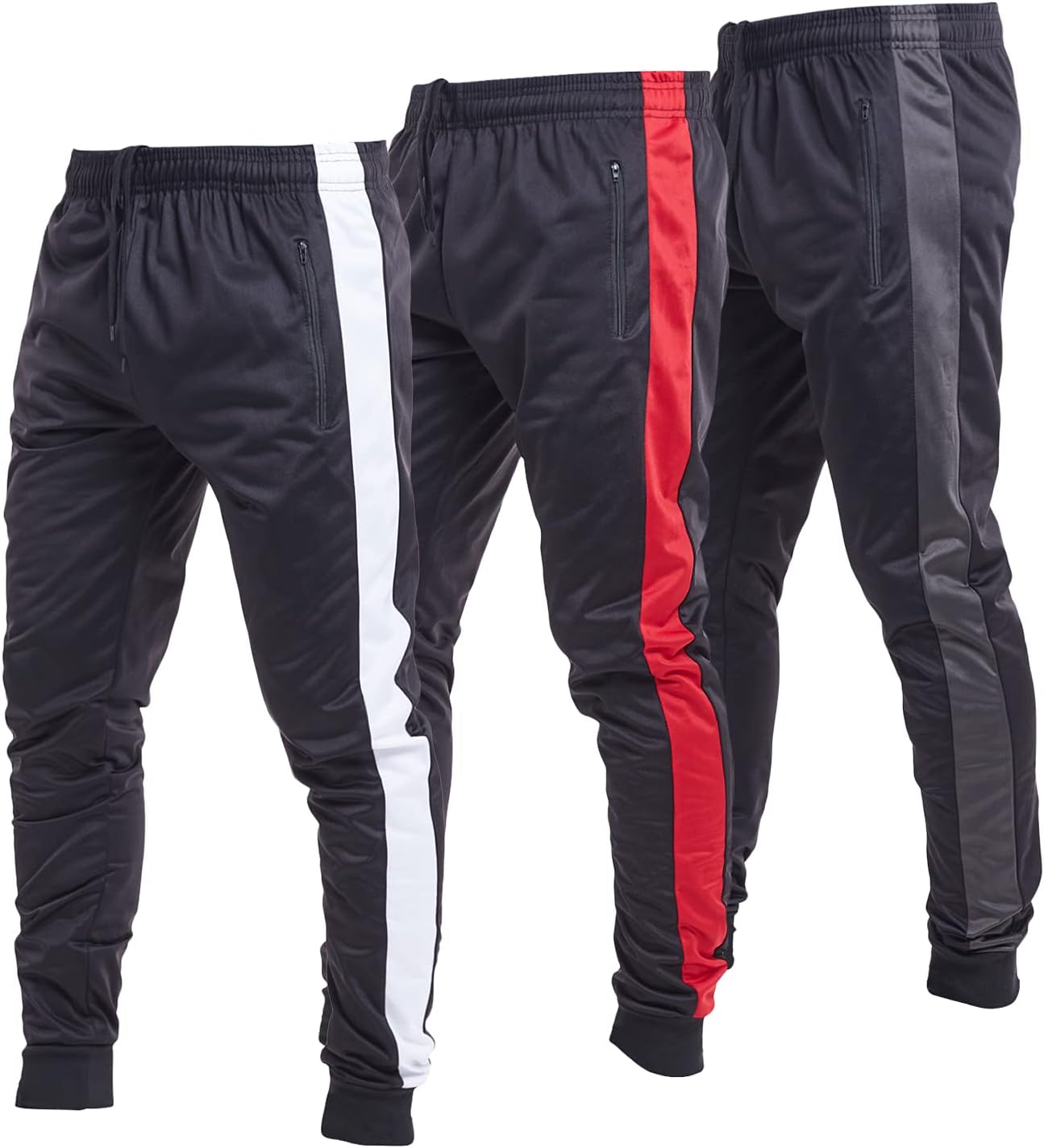 Ultra Performance 3 Pack Athletic Tech Mens Joggers, Track Sweatpants for Men with Zipper Pockets