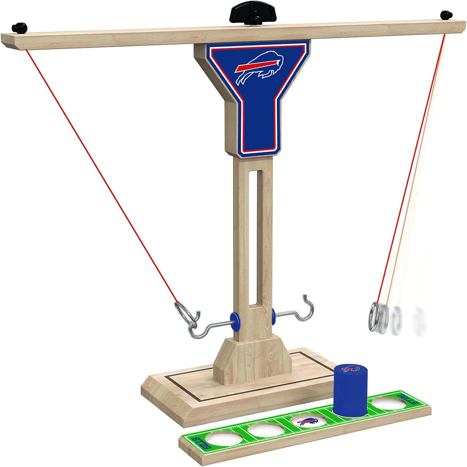 Wild Sports NFL Buffalo Bills Wooden Ring Swing Battle - Head-to-Head Ring Toss Hook & Ring Game for NFL Fans