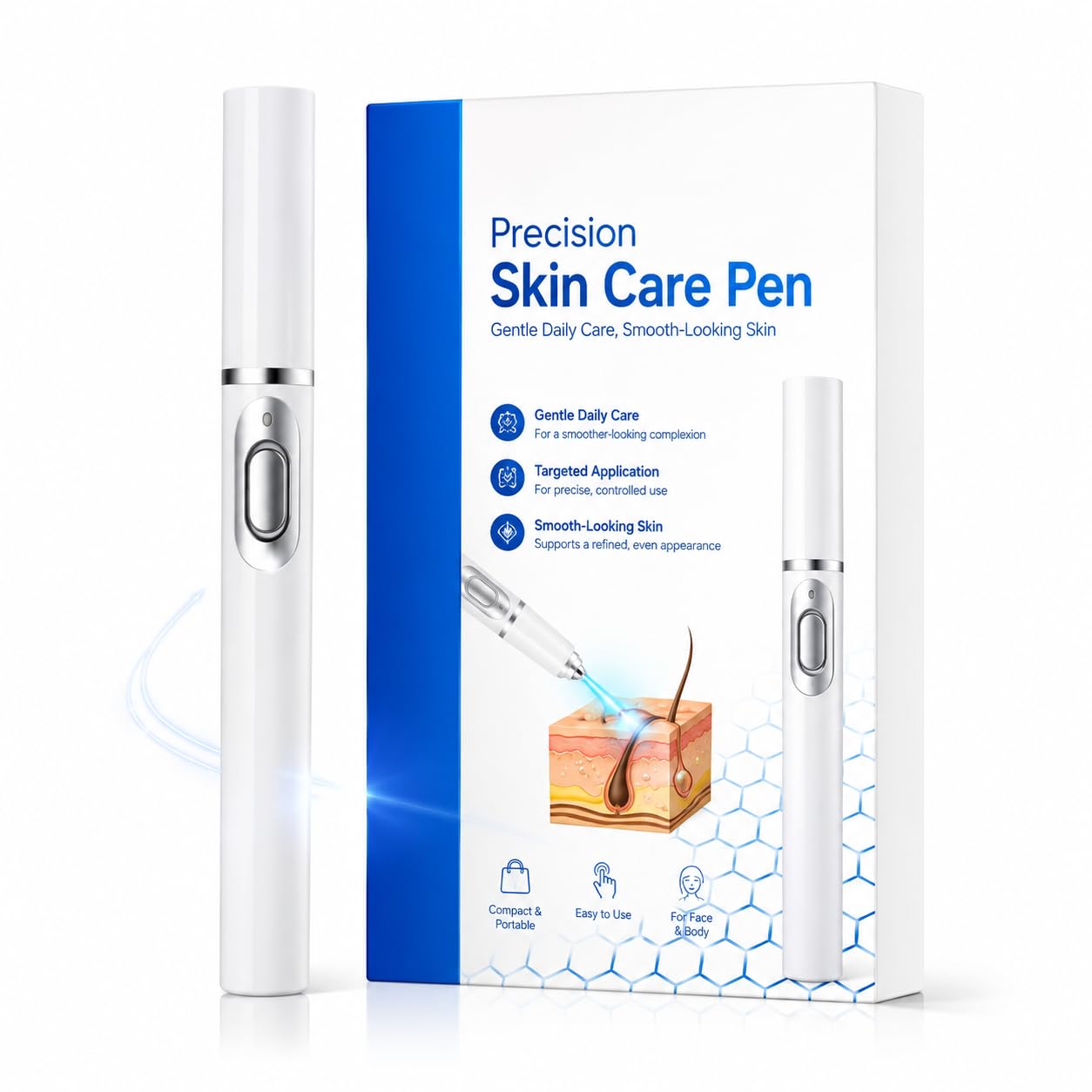 Rechargeable Handpiece, White，1 Count-Precision Skin Care Pen | Rechargeable precision handpiece with cap; use only for the exact FDA-cleared indication and authorized user group