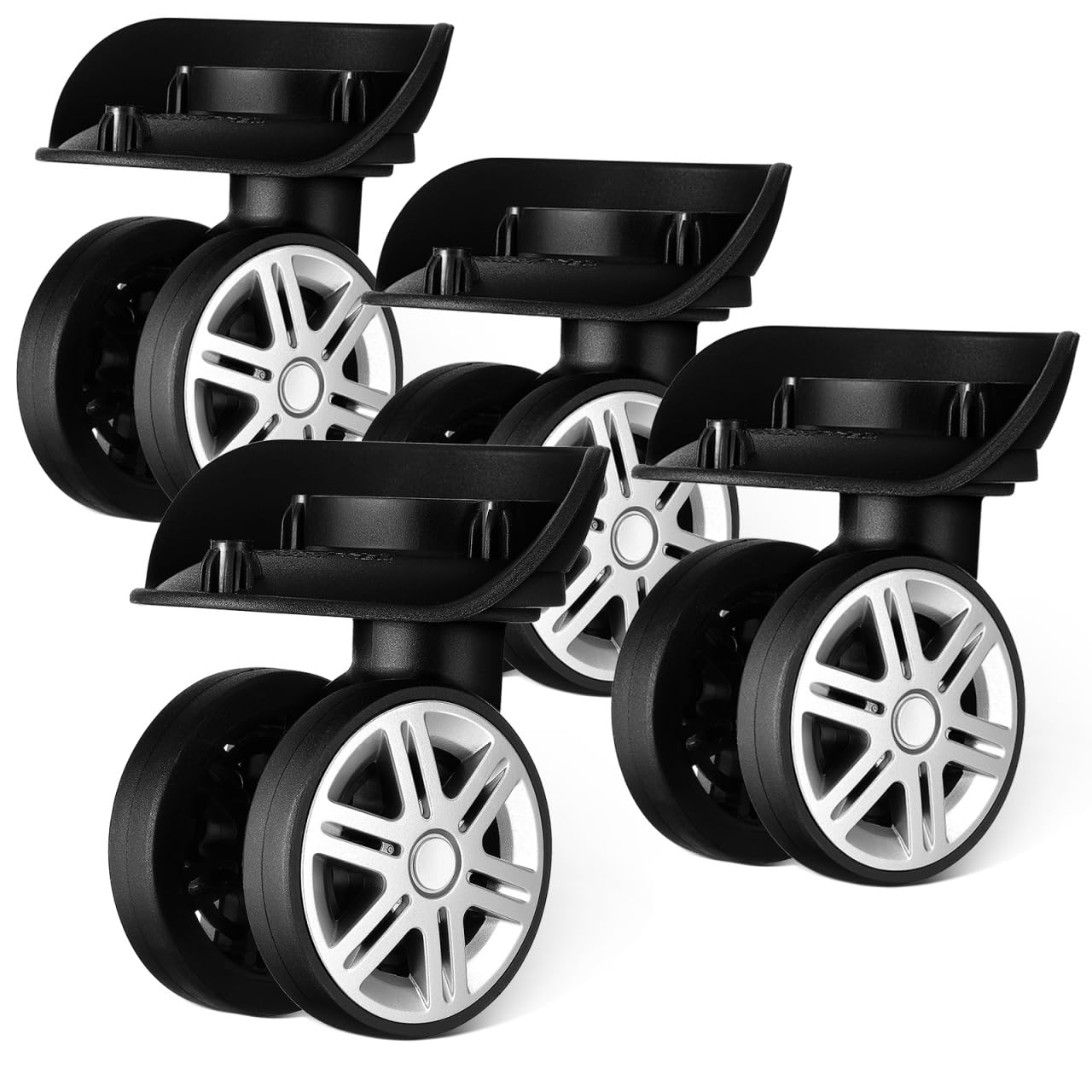 4 ruedas de repuesto para maleta de titanio, material ABS con diseño robusto de doble rueda y amplia compatibilidad, carrete para carro y rueda de equipaje