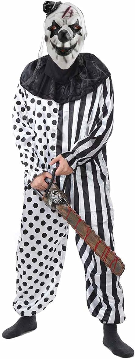 Amazon Monoii 恐怖の ピエロ 衣装 コスプレ 怖い 死神 道化師 コスチューム ピエロ服 ハロウィン ジョーカー ゴースト 仮装 D086 コスプレ 仮装 通販