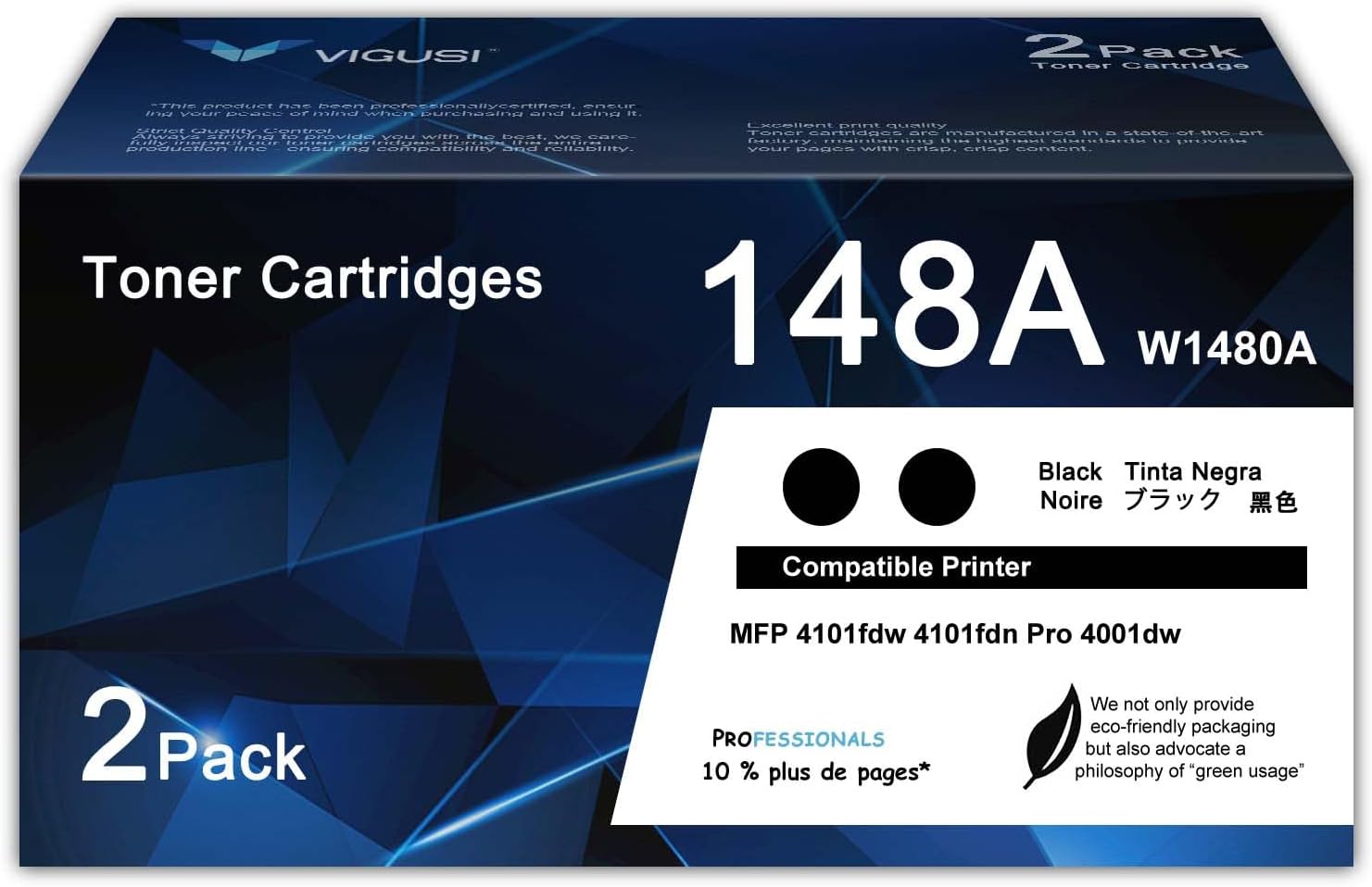 148A Toner Cartridges Black MFP 4101fdw 2-Pack Compatible Replacement for HP 148A W1480A with Pro MFP 4101fdw 4101fdn Pro 4001dw 4001dn 4001n Printer