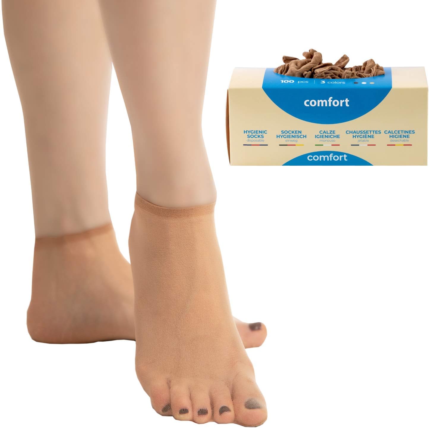 Disposable Hygienic Socks for Shoe Testing, Box of 100 Pieces, Comfort Line, Unisex, One Size