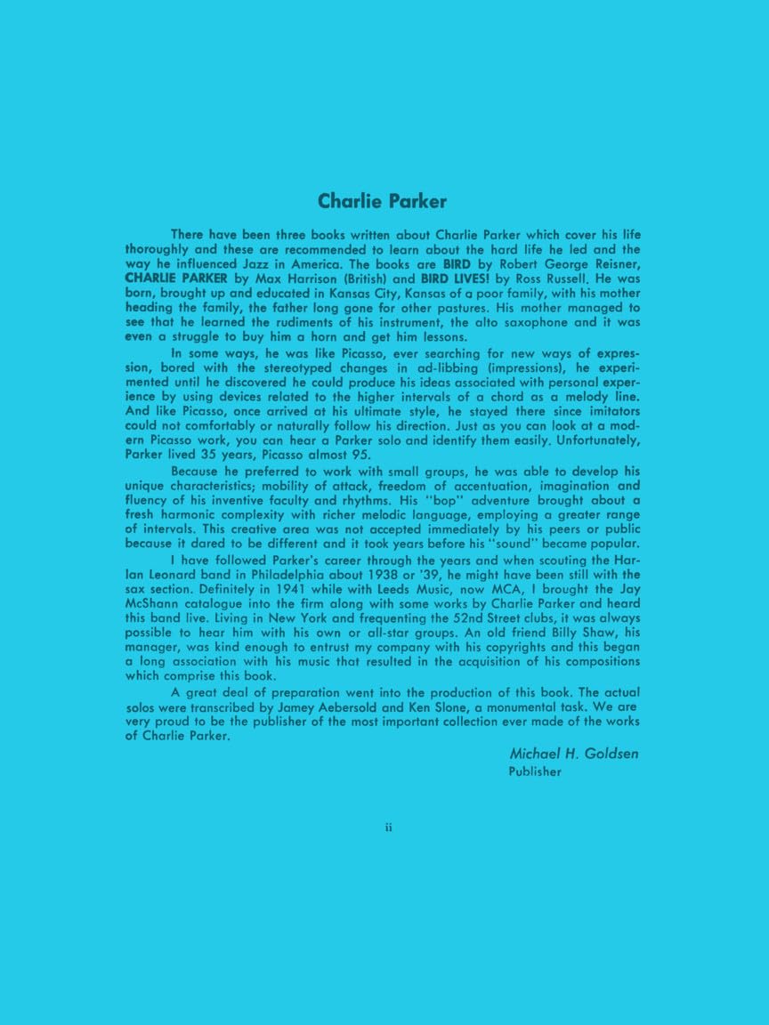 Charlie Parker Omnibook Volume 1 | C Instruments Sheet Music Songbook with Online Audio | 60 Jazz Solo Transcriptions | Hal Leonard Jazz Standards | For Advanced Players and Music Teachers