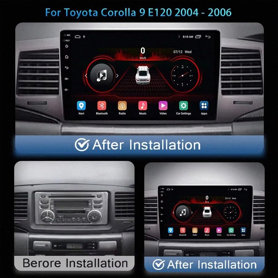 Radio coche 2 DIN pantalla para Toyota Corolla 9 E120 Bluetooth Android Auto 32G 5