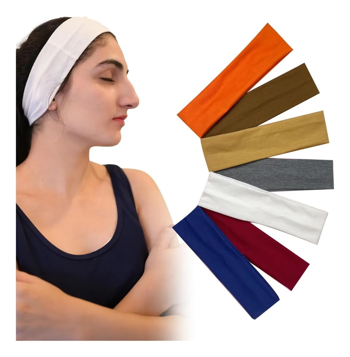 6 pc Single Women's Sport Hairband - Sweat-Absorbing Stretchy Workout Headband, Minimalist Solid Color Design for Yoga & Gym Exercise Headband, Absorbent Fabric-image-14