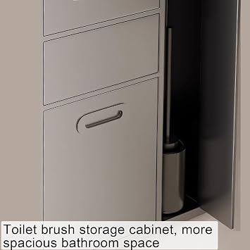 Toilet Paper Holder Recessed, in Trash Can Rack, 304 Stainless Steel Tissue Paper Holder for Living Room Kitchen Bathroom(Beige,67x30x14cm)