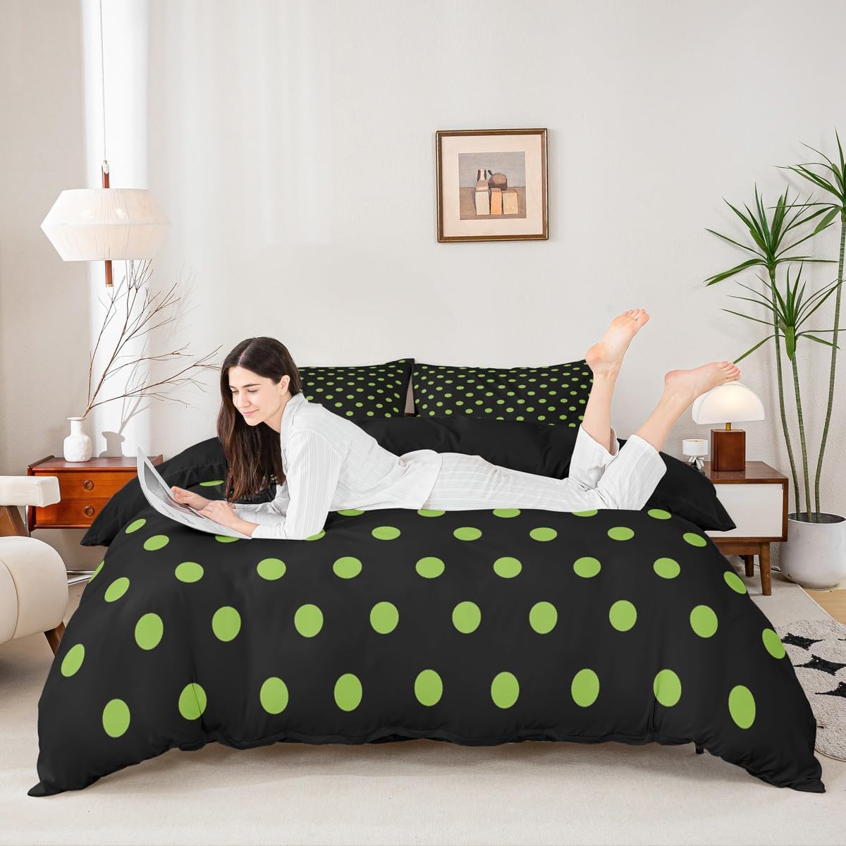 Erosebridal White Grey Polka Dot Queen Comforter Cover for Kids Boys Girls | Colorful Cute Round Duvet Cover Modern Abstract Rainbow Bed Set Kawaii Polka Dots Bedding Set