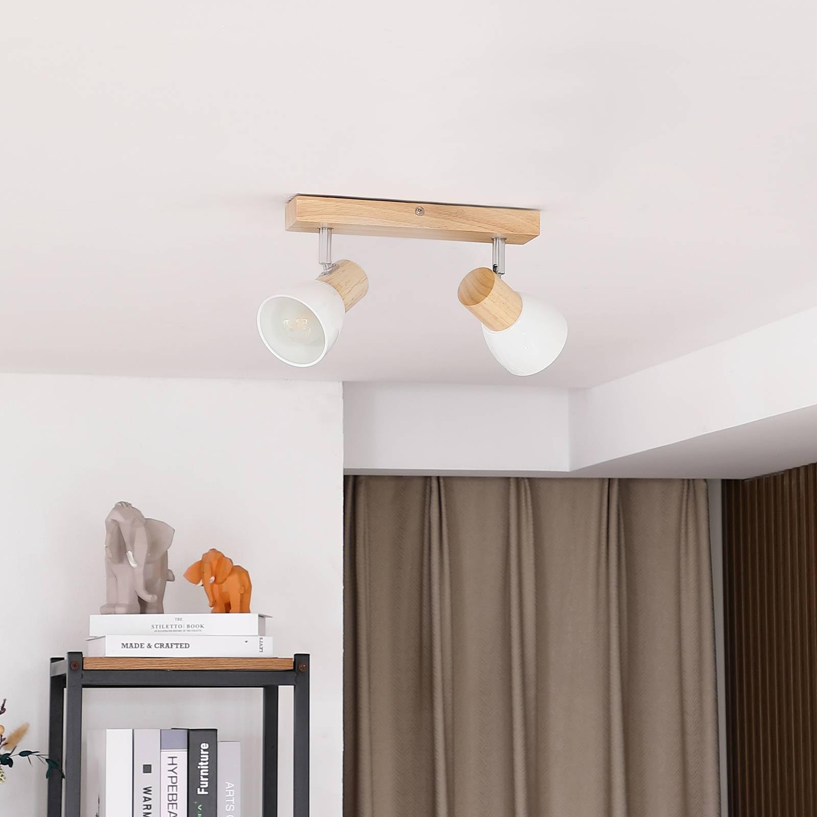 Lindby Faretto dimmerabile (Scandinavo) colore Ocra, in Legno ad es. Soggiorno & Sala da pranzo Lampada incasso plafoniera applique
