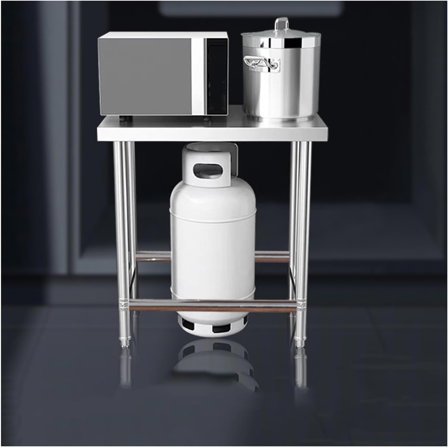 Thickened Stainless Steel Work Table Triangular Support Kitchen Work Tables Commercial Work Prep Table Easy to Clean Heavy Duty Metal Workbench with Adjustable Table Legs(60x50x80cm/23.6x19.7x31.5")