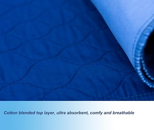 Miniatura 3 de Paquete de 2 almohadillas de cama reutilizables lavables de 34 x 36 pulgadas, absorbentes, impermeables, acolchadas, de algodón, protector de