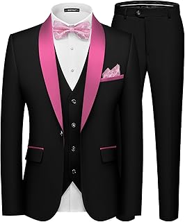 Men's Slim Fit 3 Piece Suit Solid Shawl Lapel Blazer Jacket Vest Pants Set for Dinner Party Formal Wedding Prom