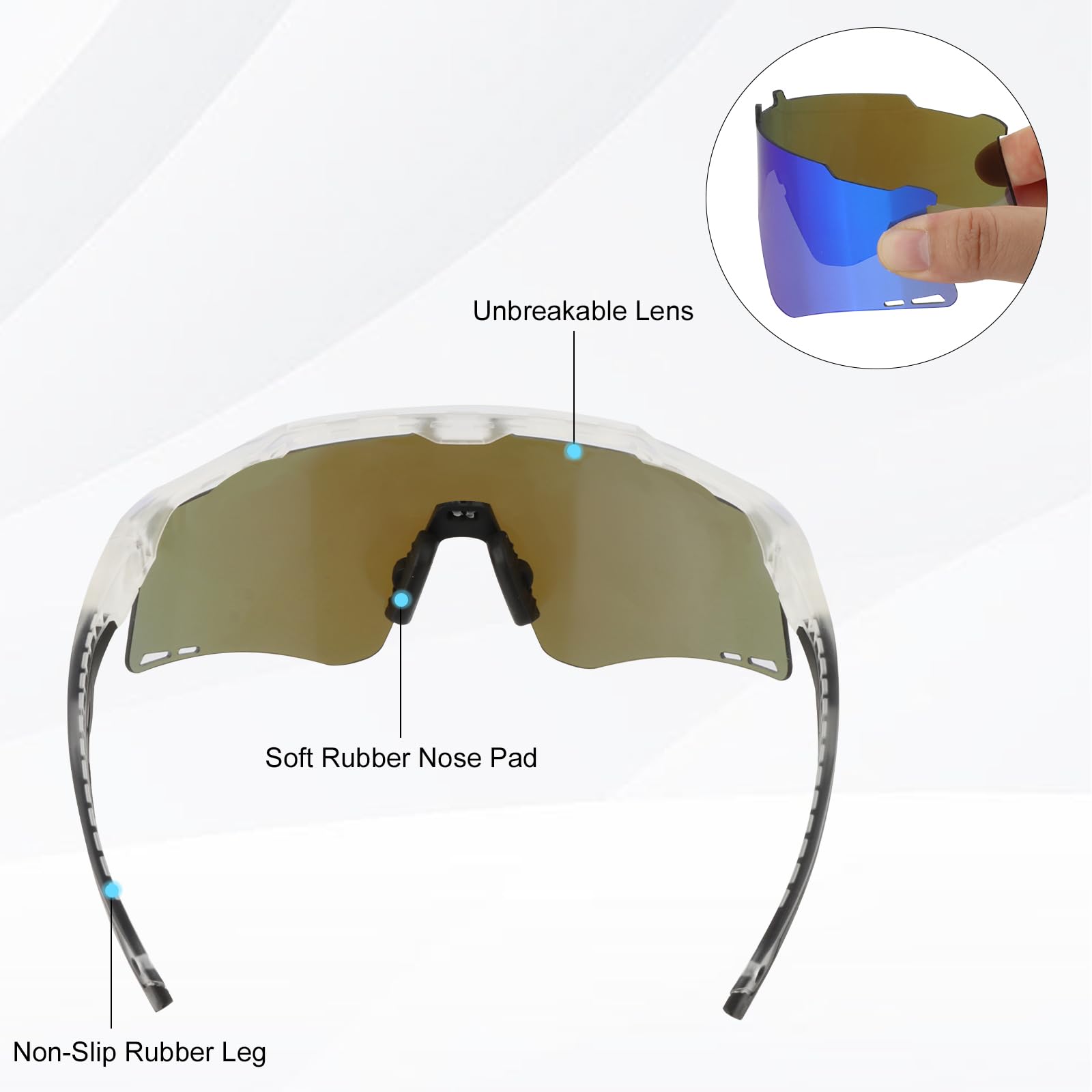 Polarisierte Sport-Sonnenbrille für Frauen Damen, UV400 Radfahren Brillen für Baseball Laufen Radfahren Brille 4 Gläser