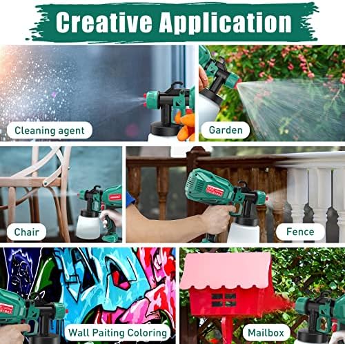 Paint Sprayer, HYCHIKA 550W HVLP Fence Paint Sprayer Max 1250ml/min with 4 Nozzles 3 Sizes, 800ml Container, 3 Painting Modes for Fences, Furniture, Walls and Other Wood or Metal Surfaces