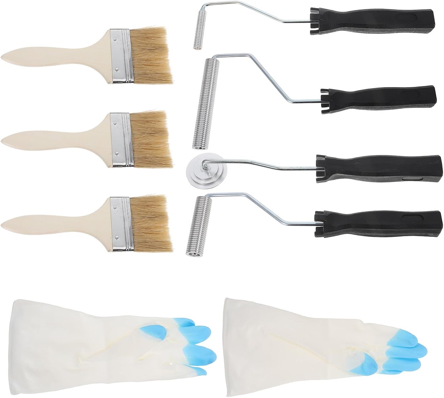 Sosoport Fiberglass Tools Kit with Multiple Rollers and Brushes for Tub Repair, Lightweight Fiberglass Laminating Roller Set with Air Bubble Removal and Ergonomic Handle, Includes Gloves