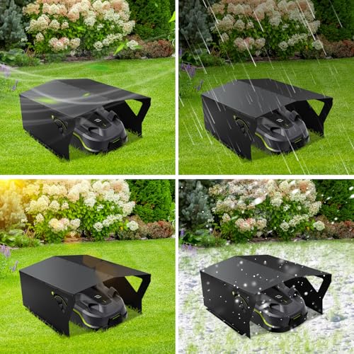 Garage voor robotmaaier, verzinkt, weer en wind, beschermt de robotmaaier tegen uv-straling, dak voor robotmaaier, 78 x 63 x 34 cm, zwart - Afbeelding 6