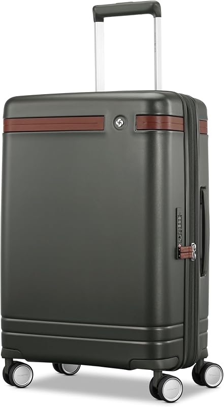 Equipaje de mano Virtuosa Hardside de 21 pulgadas - Línea aérea aprobada con ruedas giratorias de 360°, mango ajustable RightHeight™ - WetPak™ con cremallera - Bloqueo TSA - Carcasa de policarbonato ligero expandible - Verde pino
