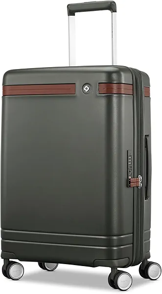 Virtuosa Hardside 21 Inch Carry On Luggage - Airline Approved with 360° Spinner Wheels, RightHeight™ Adjustable Handle - Zippered WetPak™ - TSA Lock - Expandable Light Polycarbonate Shell - Pine Green