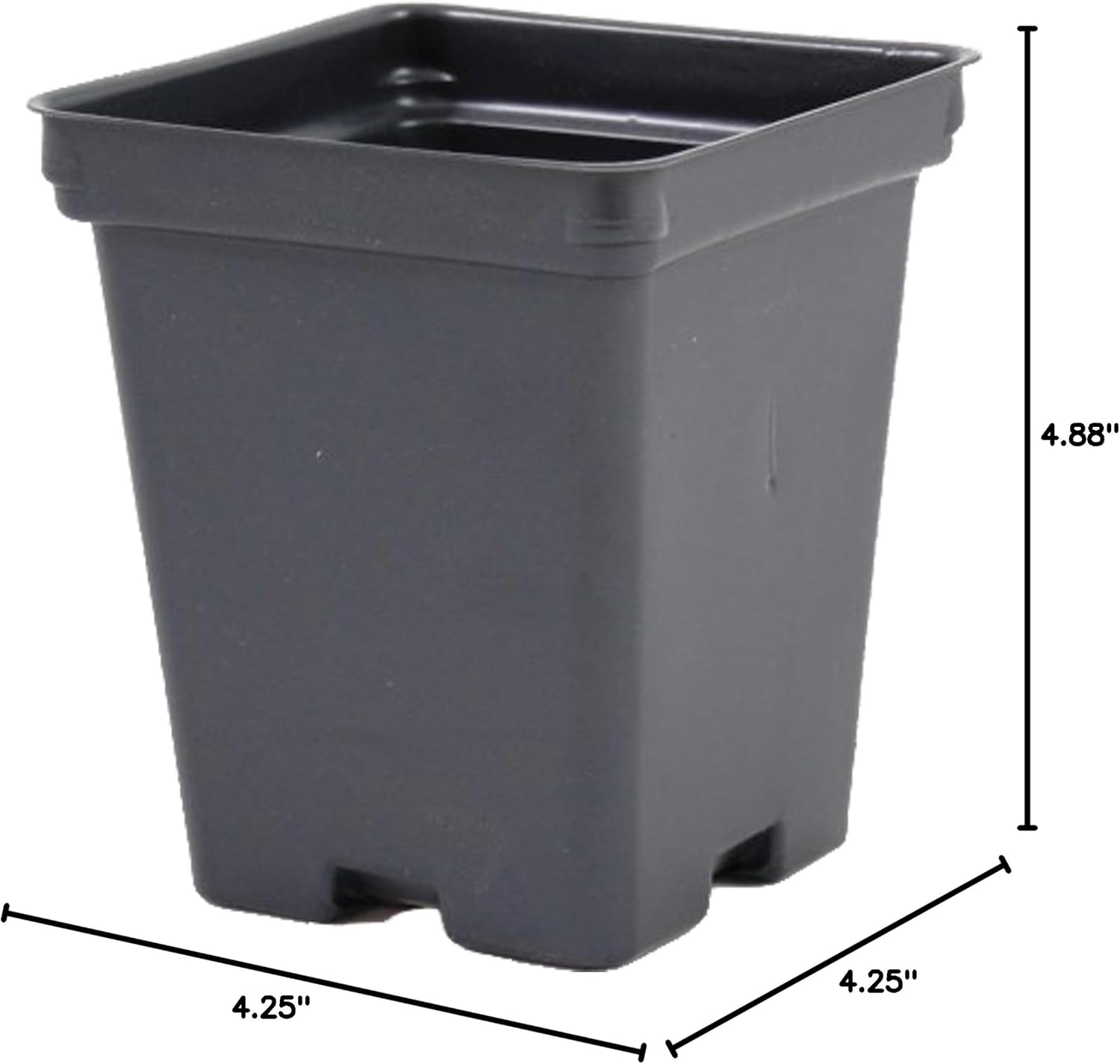 Square Greenhouse Pots 4.25 inch x 4.875 inch- Black - Plastic - Deep - Case of 375 by Growers Solution