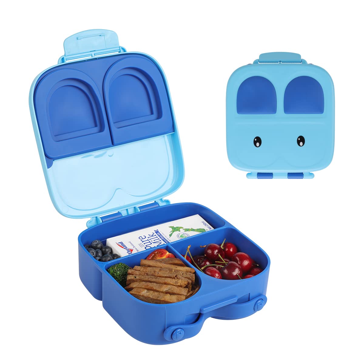 Snack Attack TM Lunch Box for Kid School, Bunny Shape Blue Color | 3/4 Convertible Compartments| BPA FREE|LEAK PROOF| Dishwasher Safe | Back to School Season |Food Graded Materials