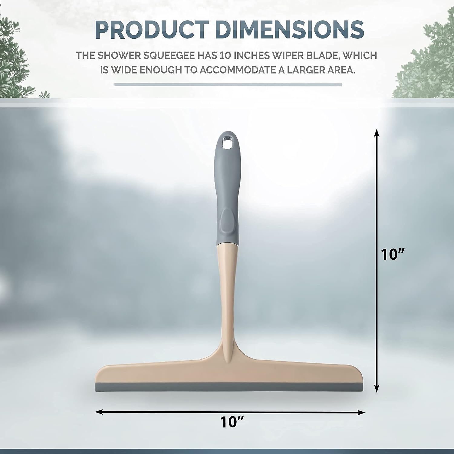 Shower Squeegee for Shower Glass Doors, Bathroom - Multifunctional Window Squeegee, 10 inch, Ergonomic and Lightweight Handle, Great Tool for Window Cleaning, Glass Door, Mirrors and car