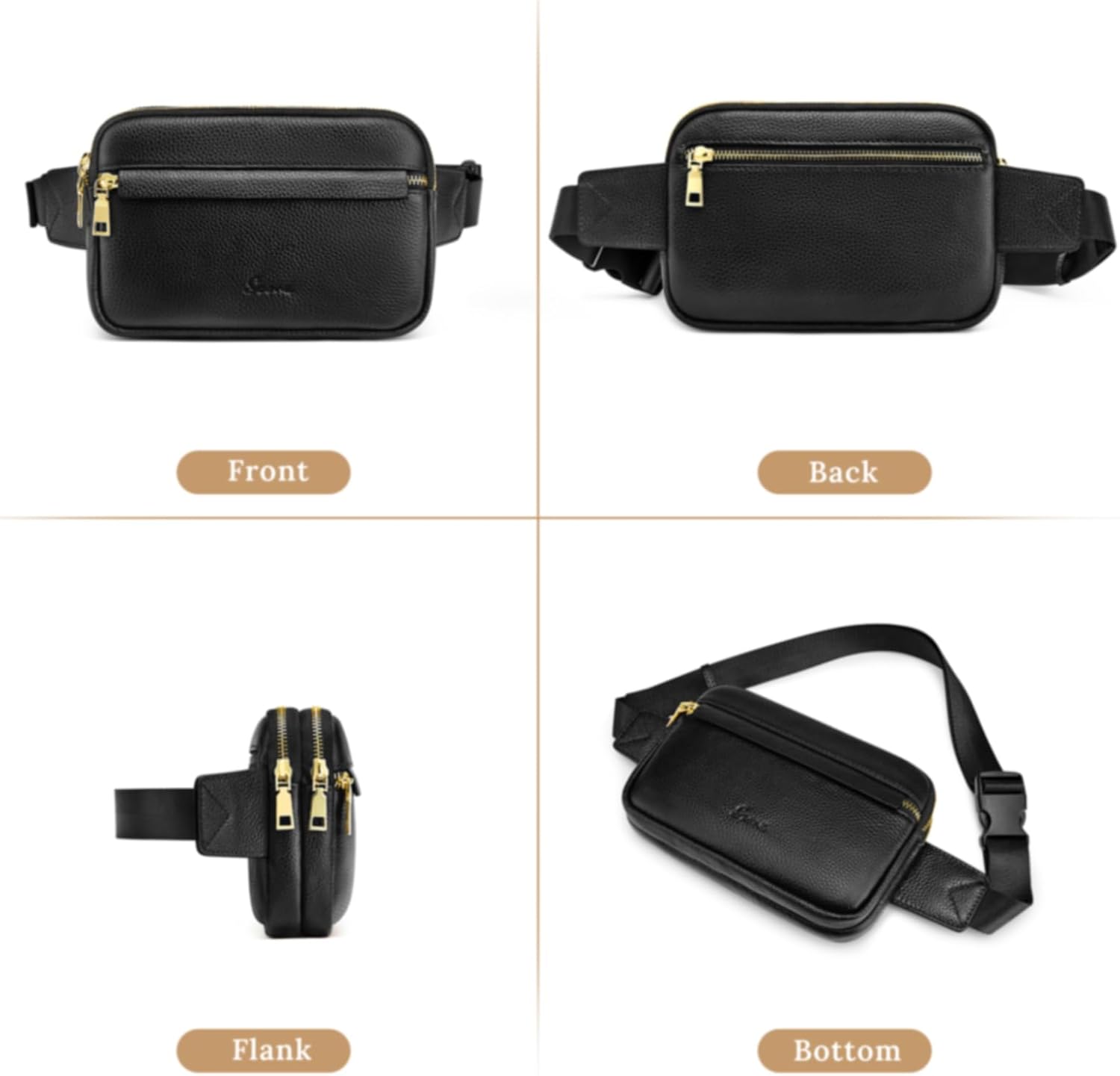 S-ZONE Fanny Packs for Women Genuine Leather RFID Blocking Crossbody Bags Purses Sling Waist Chest Bag Gifts Travel Running Adjustable Strap Men - Image 9