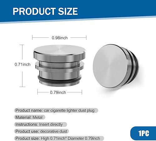 Miniatura 8 de 1 funda para encendedor de cigarrillos de automóvil, 0.68 x 1.1 pulgadas, aleación Craftsman con tapón de goma antiagua para cubierta antipolvo,