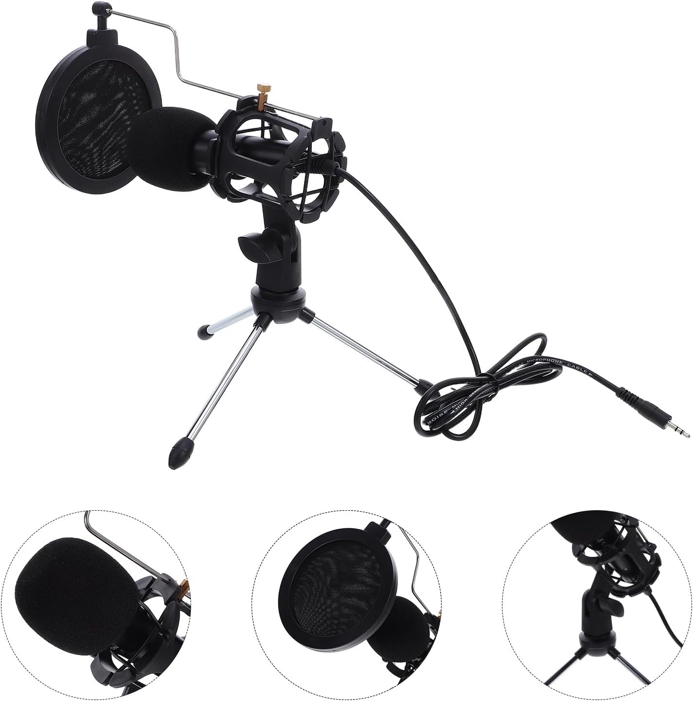5mm Condenser Microphone for PC Desktop Laptop, Gaming Podcast Recording Mic with Noise Reduction for Streaming and Video Content Creation