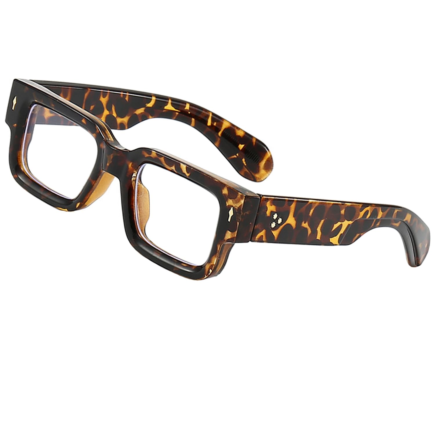 Teumire Thick Square Frame Glasses for Women Men Chunky Rectangle Non Prescription Blue Light Glasses Computer Eyeglasses