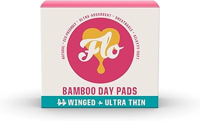 FLO Bamboo Pads with Wings, Feminine Period Care, Organic Menstrual Products, Plant-Based, Plastic-Free, Sanitary Napkins for Women, Black-Owned, Compostable, 44 Day Pads Megapack