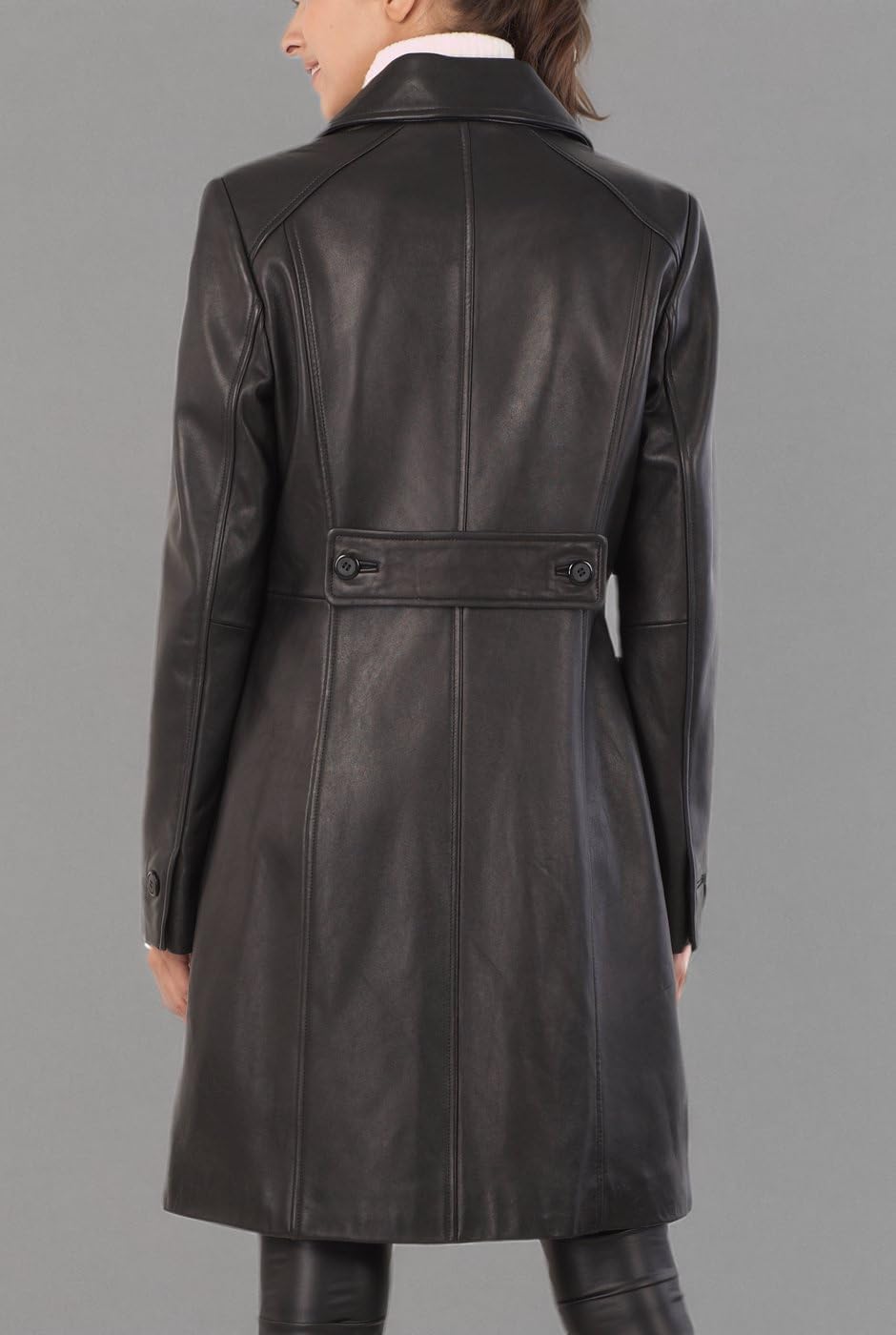 BGSD Women Amber Lambskin Leather Long Walking Coat (Also available in Plus Size & Petite) - Image 7