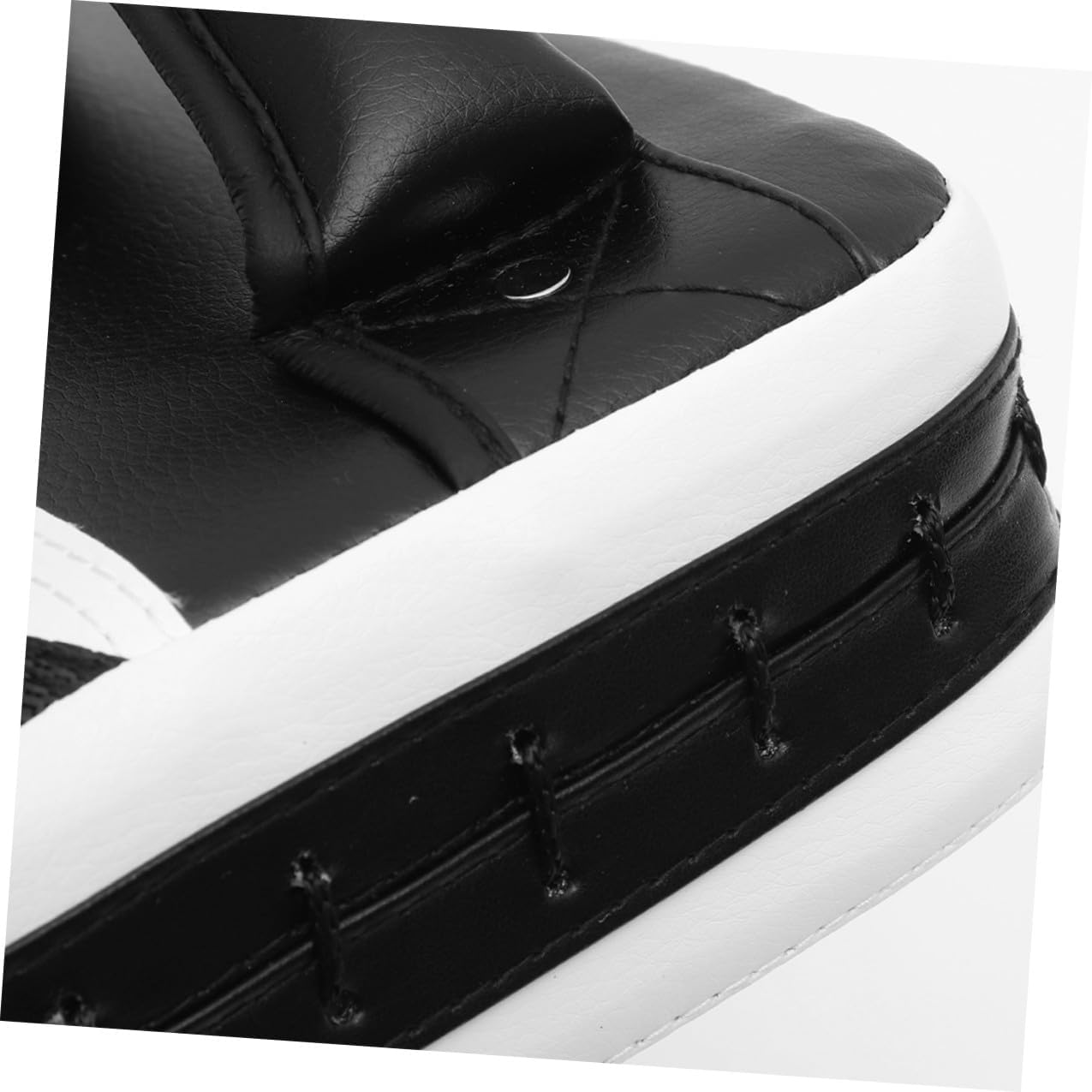Taekwondo Kickboxing Kick Shield Pad Black and White Small Handheld Curved Sparring Target for Martial Arts Side Kick Training and Blocking Practice