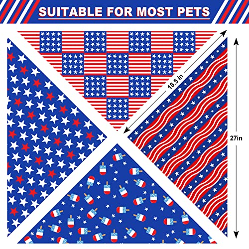 Whaline 4 Pack 4Th Of July Dog Bandanas American Flag Reversible Triangle Dog Bibs Patriotic Stars Stripes Pet Scarf Independence Day Dog Neckerchief For Small Medium Large Pet Cat Dog Memorial Day #TOP1