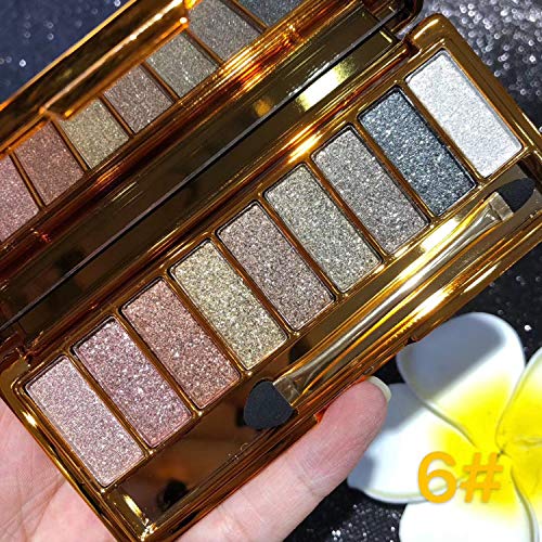 Uifcb Glitter Eyeshadow Palette,9 Colors Sparkle Shimmer Eye Shadow Highly Pigmented Long Lasting Makeup Set Gold (Type 6) #TOP1