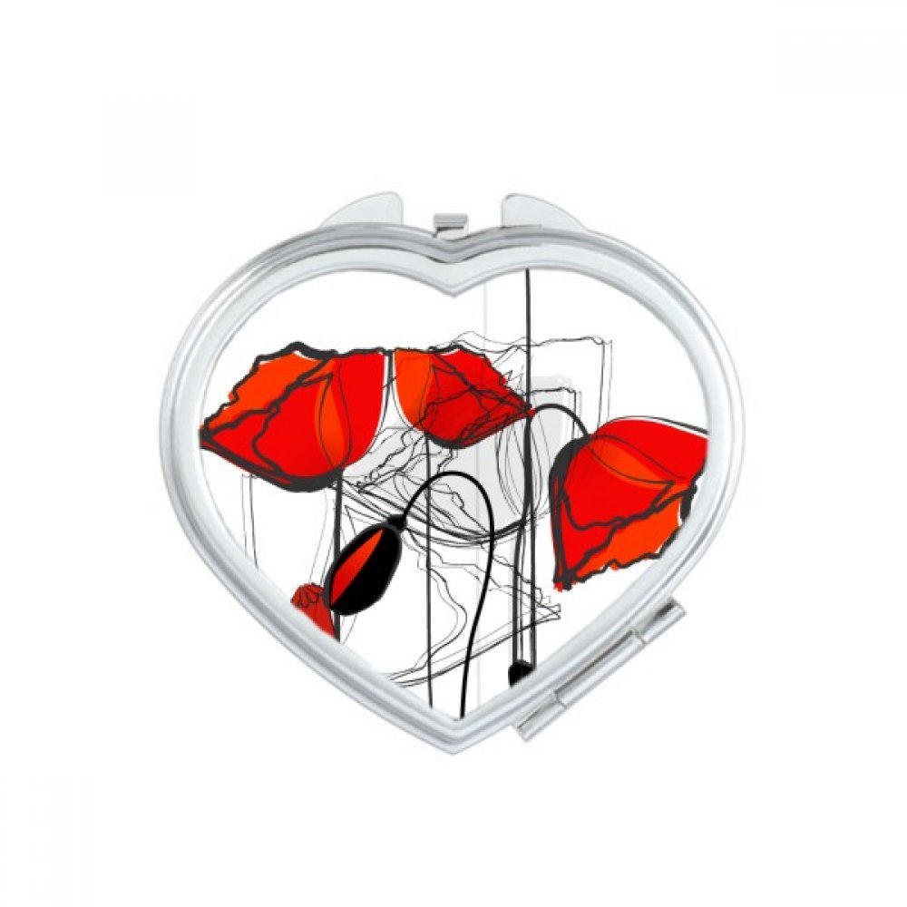 Miroir compact fleurs de pavot rouges un cadeau mignon fait à la main