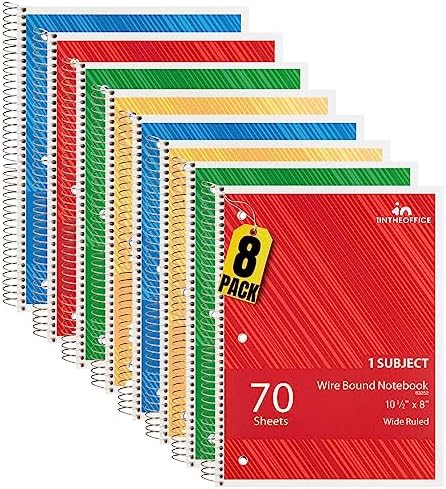 Amazon.com : 1InTheOffice Spiral Notebook Wide Ruled 10.5 x 7.5, 1 ...