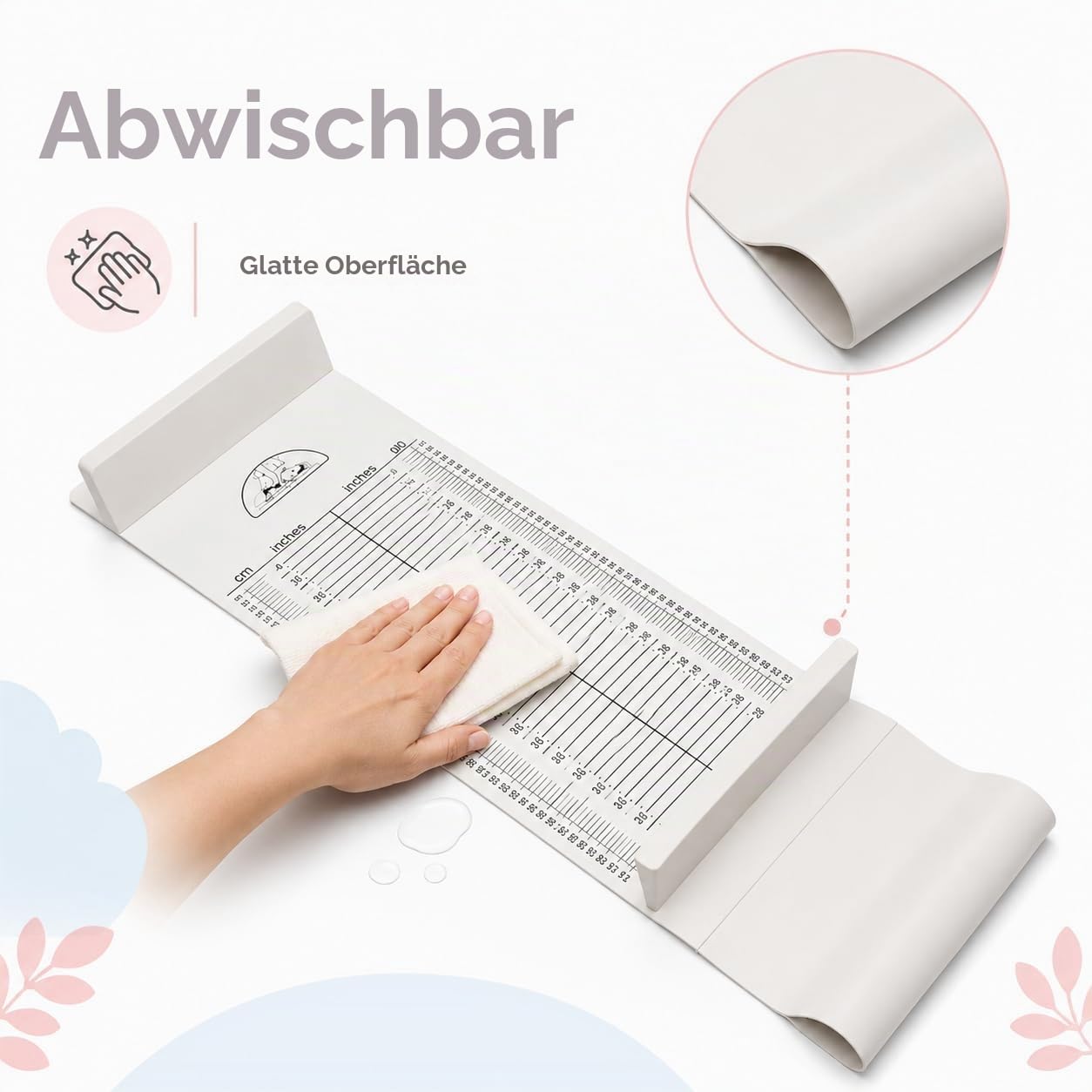 Medarchitect Messmatte für Baby Infantometer Höhenlineal, Kleinkind Baby Wachstumslineal Hautfreundlich Waschbar Infantometer Messlatte Babies, Kleinkinder, Genaue Messung – Weiß