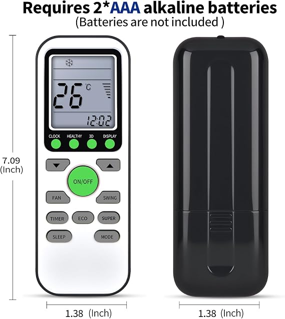 AC Replacement Remote Control for TCL/Royal/Bravo/ROVSUN Air Conditioner, GYKQ-36 Models, Green Keys