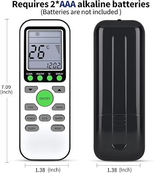 AC Replacement Remote Control for TCL/Royal/Bravo/ROVSUN Air Conditioner, GYKQ-36 Models, Green Keys