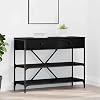 Homgoday Console Table with Drawer with Shelf Other Black oak Living room dining table, coffee table, bedroom bedside table, side table, modern style daily furniture ZSSWQ-UK871306UK