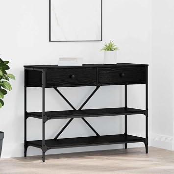Homgoday Console Table with Drawer with Shelf Other Black oak Living room dining table, coffee table, bedroom bedside table, side table, modern style daily furniture ZSSWQ-UK871306UK