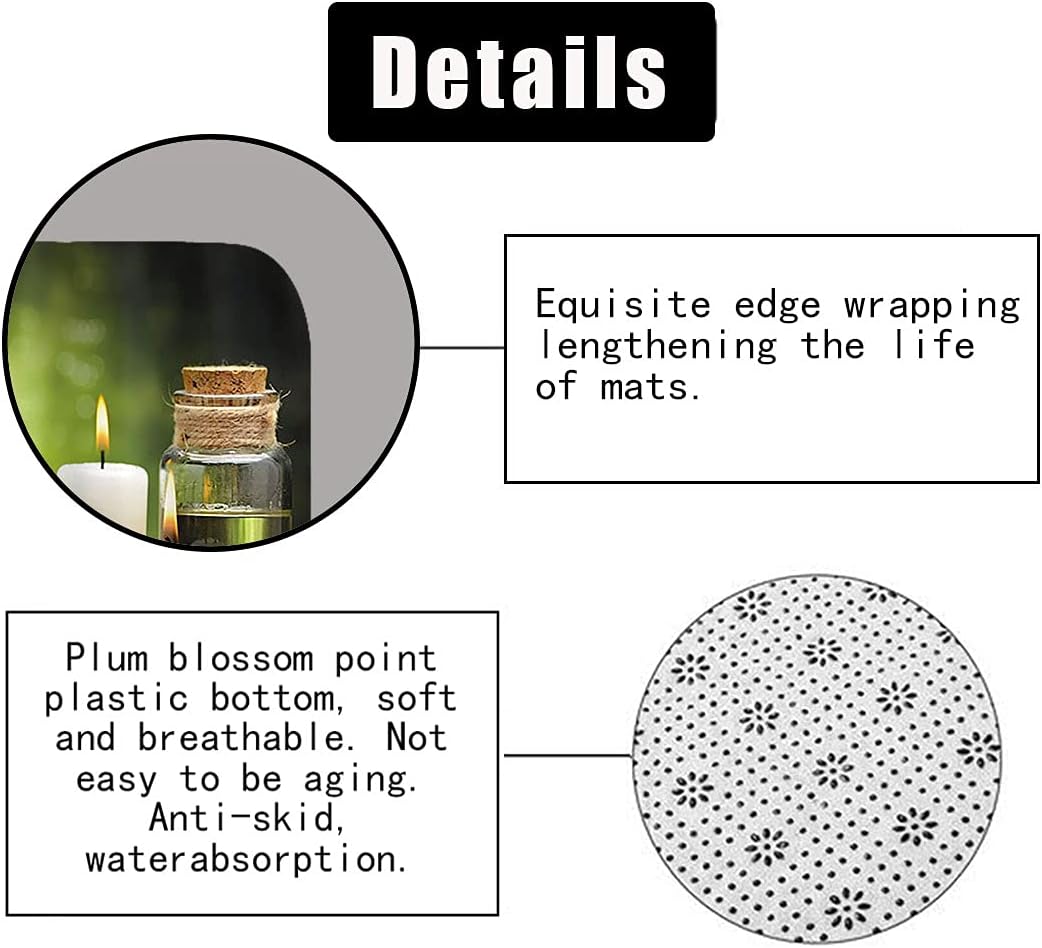 OLEBETY 4PCS/Set Zen Yoga Spa Shower Curtain, Essential oil Basalt Massage Stone Candle Green Bamboo Tranquil Relaxing Spiritual Meditation Bathroom Decor, Non-slip Bath Mat Toilet Rug, Herbal Oil