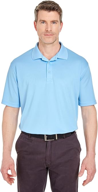 Ultraclub Mens Cool & Dry Sport Polo Shirt, Columbia Blue, XX-Large