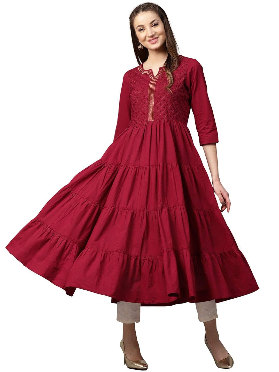 red anarkali kurta